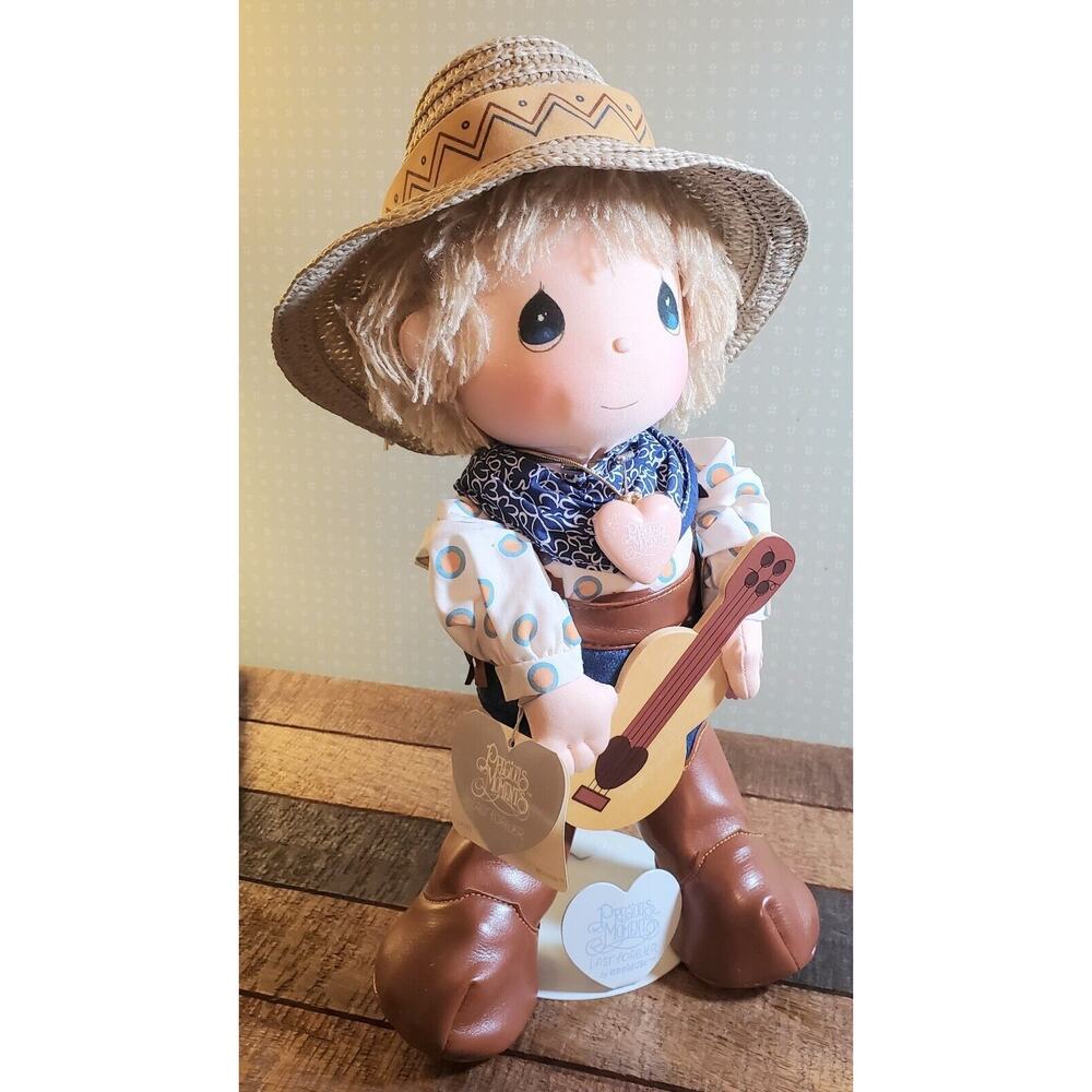 VTG 1985 Precious Moments Wannie 4583 Applause Cowboy Plush Stuffed Doll W Stand
